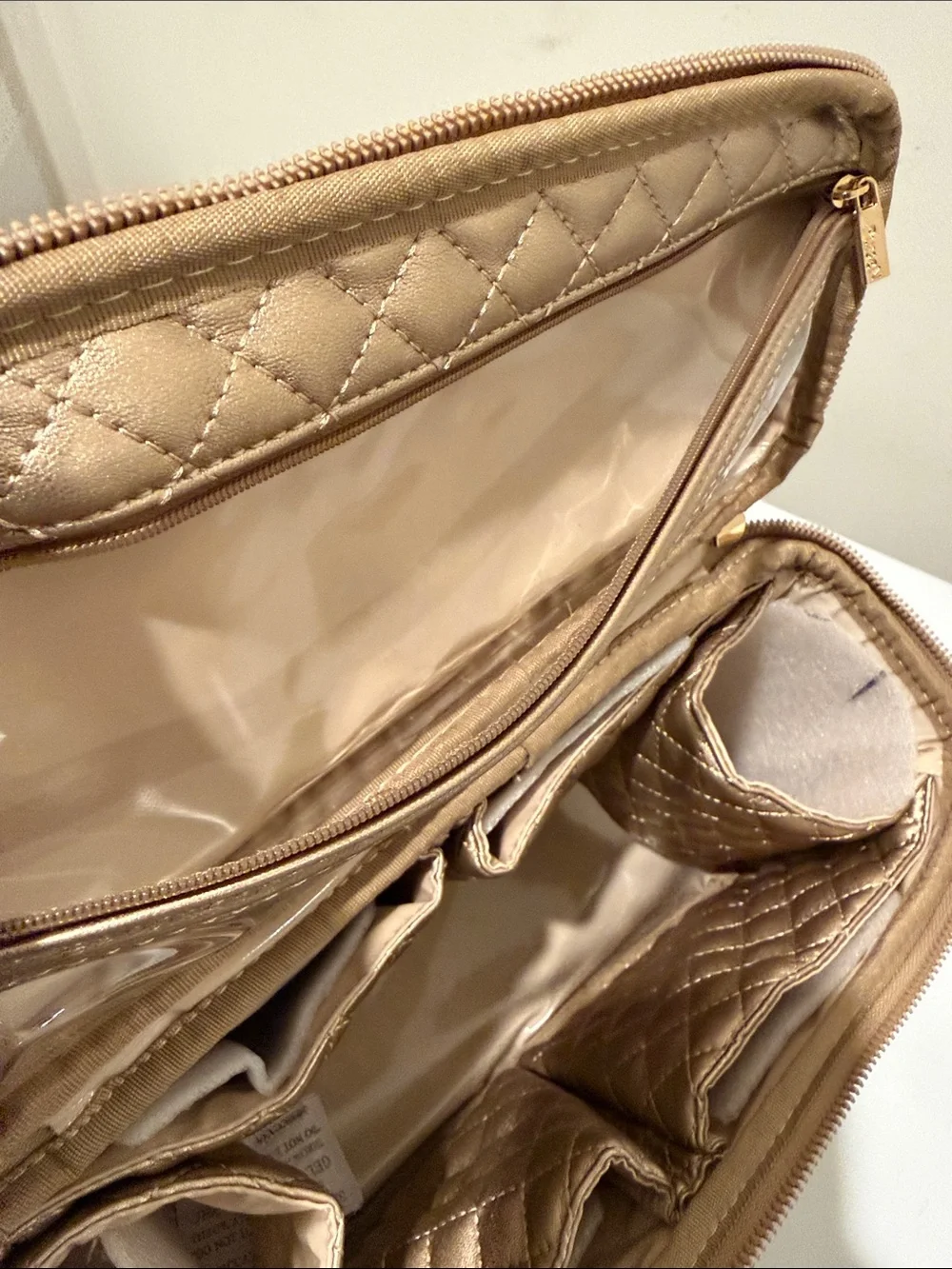 PurseN Quilted Metallic Taupe Cosmetic Case New with Tags